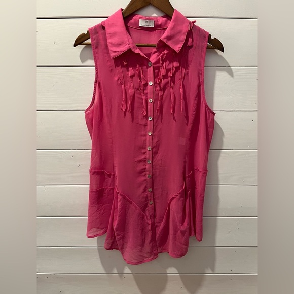 Paul Brial sleeveless ruffled blouse – Size 4 12US - Picture 1 of 10